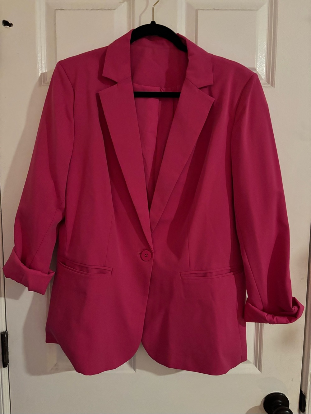 Women's Fuchsia Single-Button Blazer